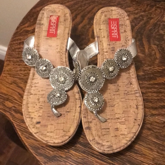 Silver Espirit Wedge Sandals - Picture 1 of 2